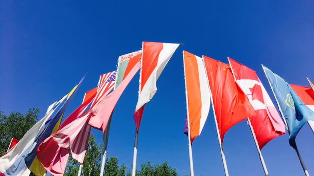 Colorful flags from different countries