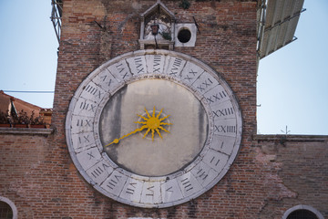 Picture of the sun clock tower in Venice, Italy, march, 2019