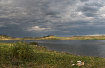 Summer thunderstorm in Khakassia chiaroscuro and clouds
