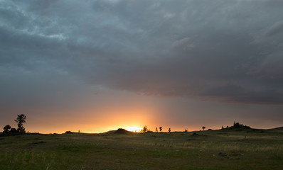 Fototapeta premium Summer thunderstorm in Khakassia chiaroscuro and clouds
