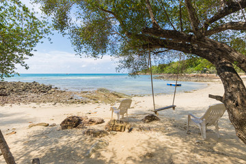 A swing on the beach at samet island in Thailand.