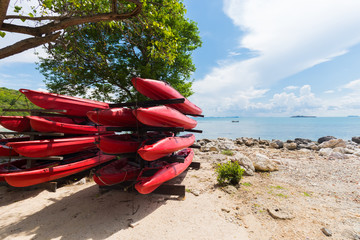 Summer background with landscape view from Laem Kut, Ao Kiu Na Nok, samet island in Thailand.