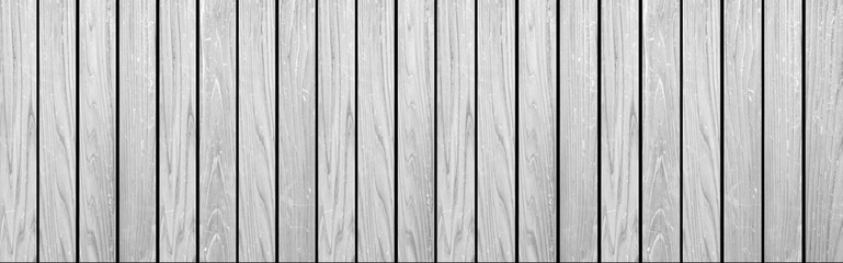 Panorama of Empty white plank panel wood wall surface texture for background or decoration design