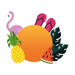 summer circular frame with flemish and flip flops