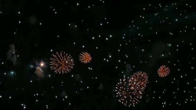 4K clip Beautiful Firework display