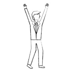 businessman with hands up avatar character