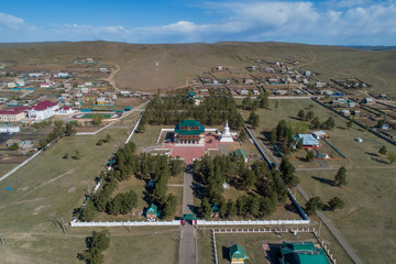 Panorama of Agin datsan, TRANS-Baikal region, Russia - may 2019