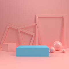 abstract geometric shape pastel color template minimal modern style wall background,for booth podium stage display table mock up composition 3d rendering 