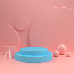 abstract geometric shape pastel color template minimal modern style wall background,for booth podium stage display table mock up composition 3d rendering 