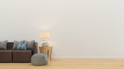 living room interior. 3d render background wood floor wooden wall template design mock up copy space