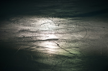 ice texture in the ice arena shot in backlight