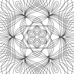 black and white round symmetrical pattern. arabesque design. fancy decorative mandala
