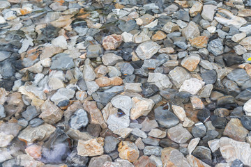 Photo of surface water with rocks underwater