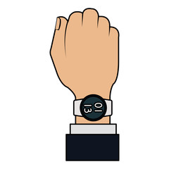 hand with smartwatch weareable technology