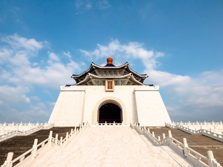 Taipei, Taiwan - May 13, 2019: A famous monument, landmark and tourist attraction erected in memory of Generalissimo Chiang Kai-shek, Chiang Kai Shek memorial hall, Taiwan.