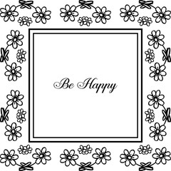 Vector illustration decoration wreath frame with lettering be happy