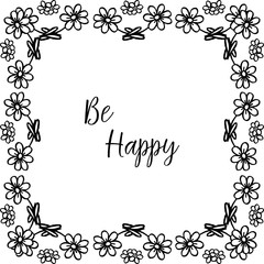 Vector illustration decoration wreath frame with lettering be happy
