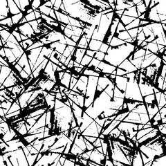 Abstract grunge background black and white. Seamless texture of scratches, chips, cracks. The dark pattern of the old surface.