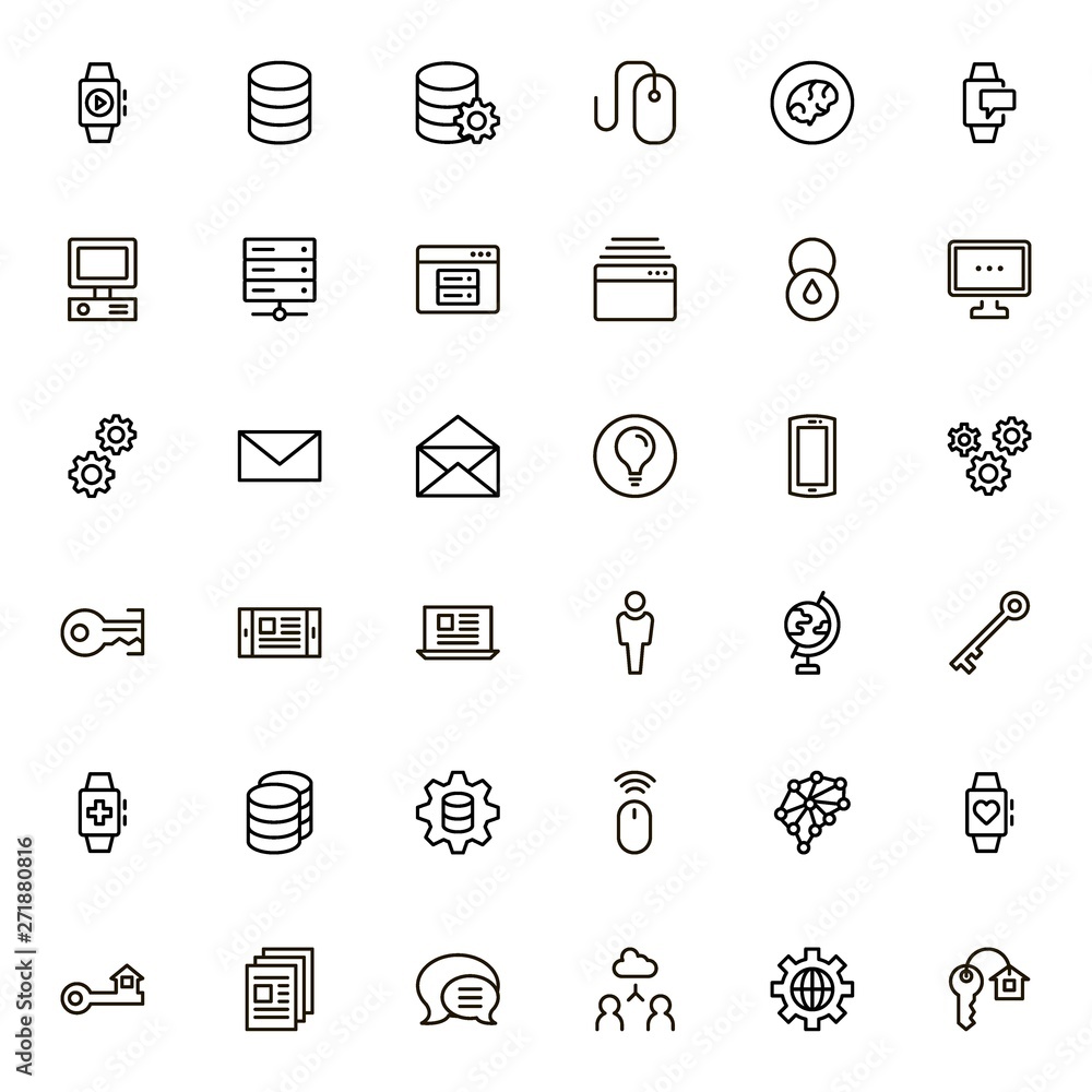 Poster software line icon set.