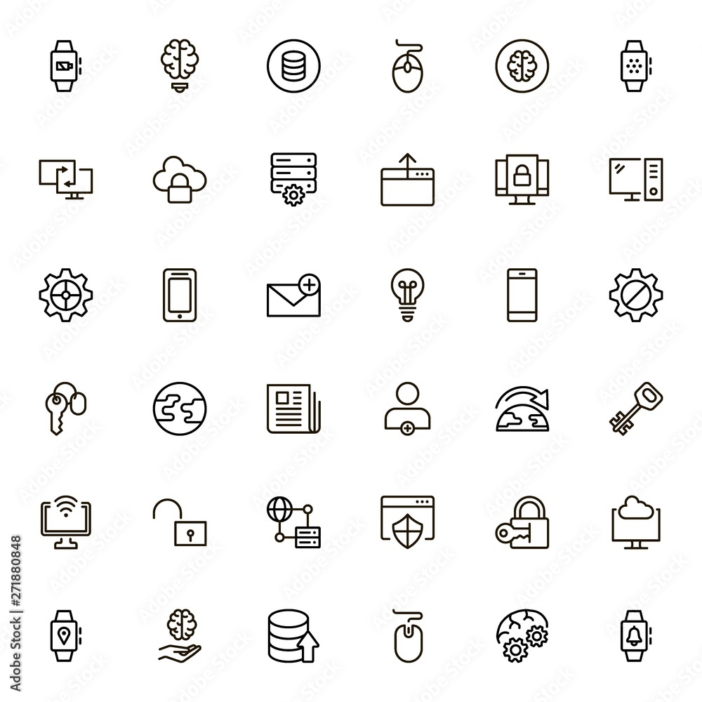 Poster software line icon set.