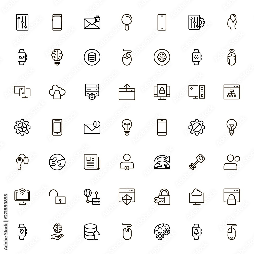 Poster software line icon set.