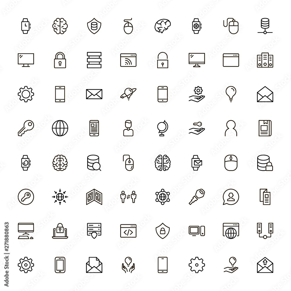 Poster software line icon set.