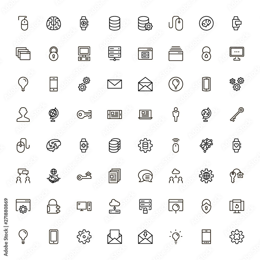 Poster software line icon set.