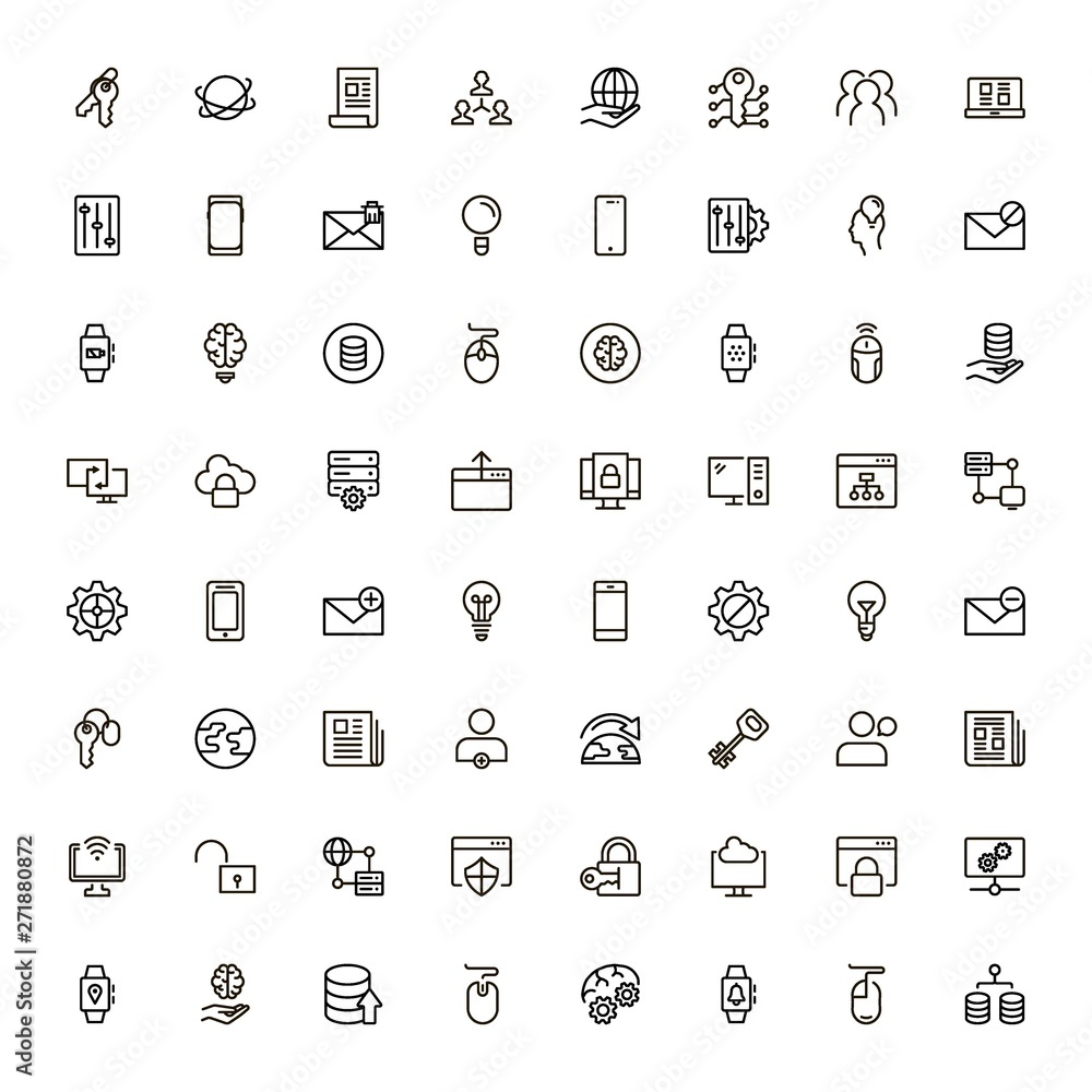 Poster software line icon set.