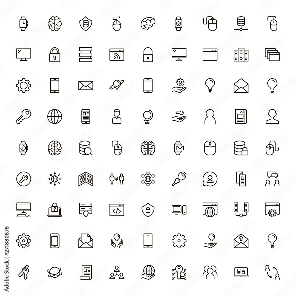 Poster software line icon set.