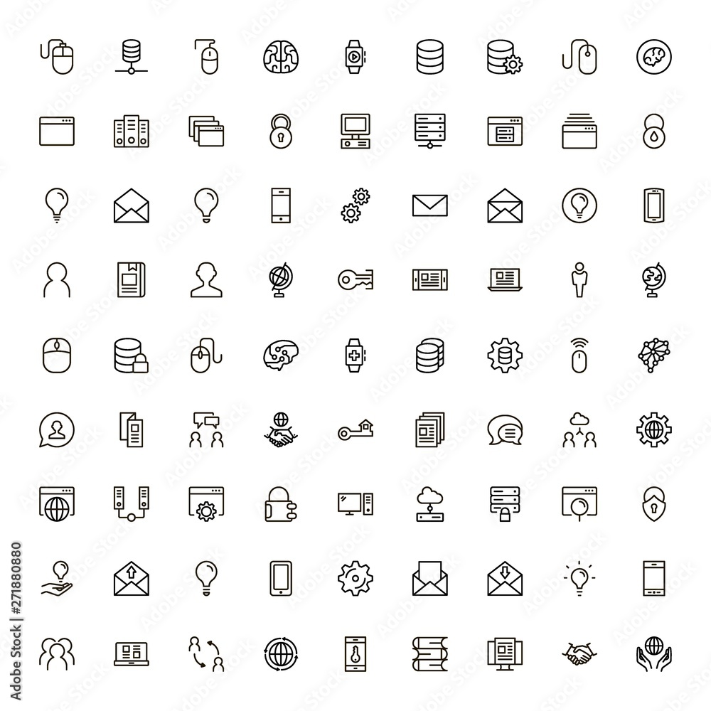 Poster software line icon set.