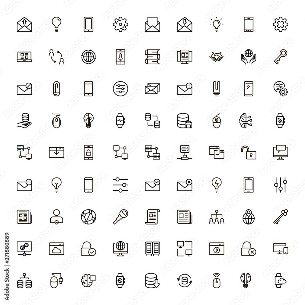Poster software line icon set.