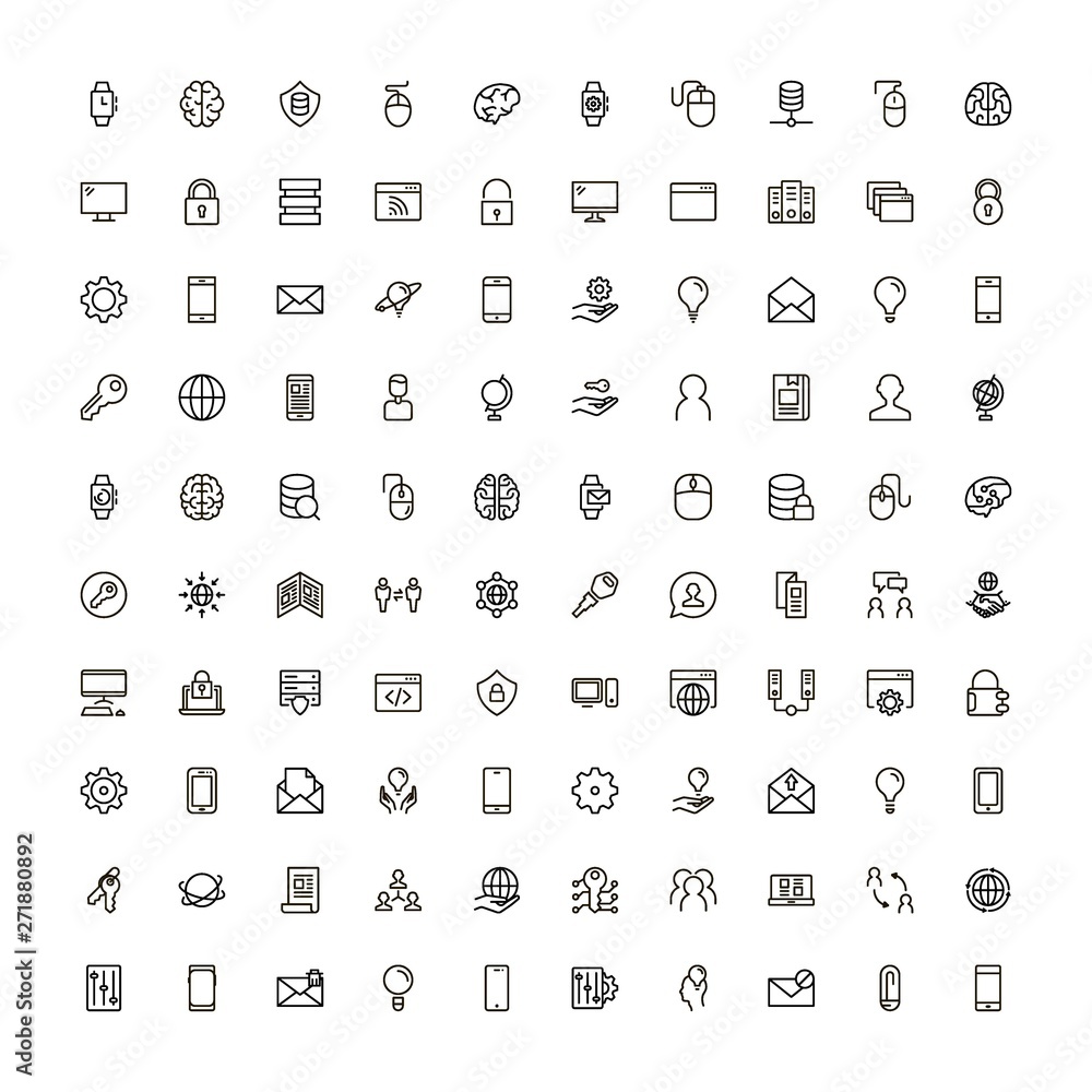 Poster software line icon set.