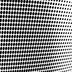Halftone abstract waves of black dots on white background