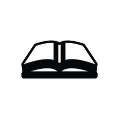 Black solid icon for open book 