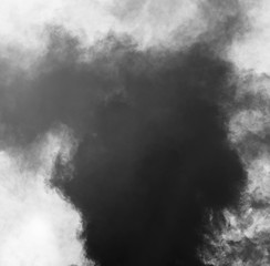 black dense smoke on white background
