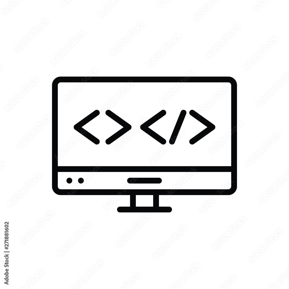 Wall mural black line icon for web coding