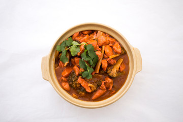 Butter chicken curry with Broccoli in Bowl