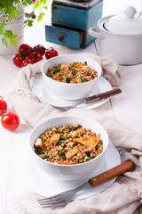 Kaszotto- polish food from buckwheat  with grilled chicken