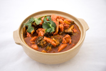 Butter chicken curry with Broccoli in Bowl