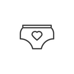 Panties with heart line icon. linear style sign for mobile concept and web design. underpants with hearts outline vector icon. Symbol, logo illustration. Vector graphics
