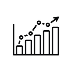 Black line icon for statistics data 