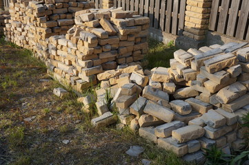 folded bricks for fence construction