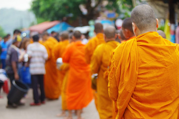 monk's alms-bowl, give food offerings to a Buddhist monk