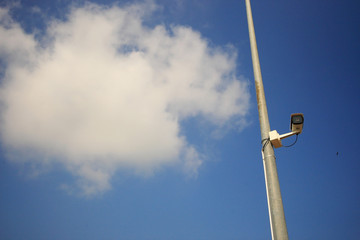 street CCTV closed circuit television safty on blue sky