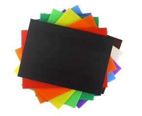 Top view of colorful corrugated plastic isolated on white