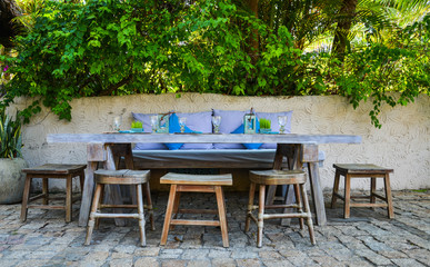 Fototapeta na wymiar Outdoor furniture in the luxury restaurant