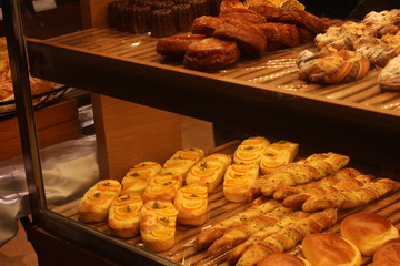 Bread displayed at the bakery