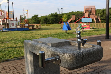The water which goes out of the channel at the park