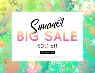 Obraz premium Vector summer sale banner design. Paper style.