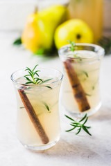 Spiced fermented cinnamon ginger kombucha. Selective focus, space for text.